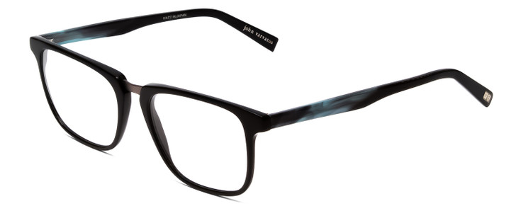 Profile View of John Varvatos V373 Designer Progressive Lens Prescription Rx Eyeglasses in Black Marble Blue Unisex Square Full Rim Acetate 54 mm