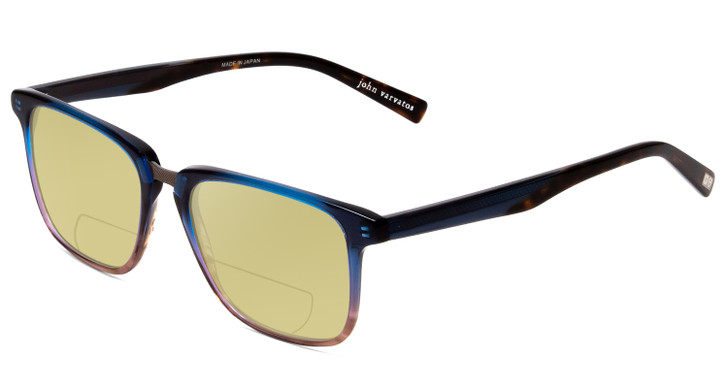 John Varvatos V373 Polarized BIFOCAL Sunglasses in Navy Blue Brown Tortoise 54mm