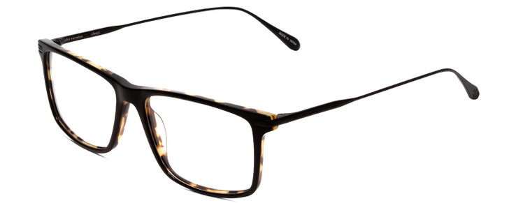 Profile View of John Varvatos V403 Designer Reading Eye Glasses with Custom Cut Powered Lenses in Tortoise Havana Brown Gold Black Unisex Square Full Rim Acetate 56 mm
