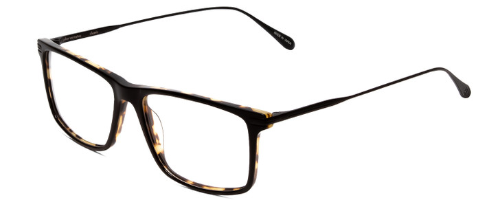 Profile View of John Varvatos V403 Designer Single Vision Prescription Rx Eyeglasses in Tortoise Havana Brown Gold Black Unisex Square Full Rim Acetate 56 mm