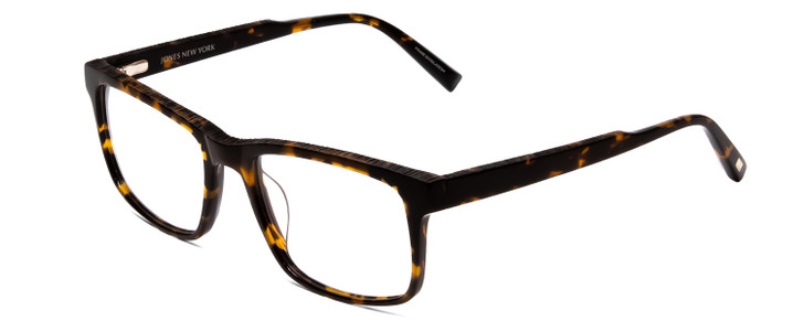 Profile View of Jones New York J526 Designer Single Vision Prescription Rx Eyeglasses in Tortoise Havana Brown Gold Unisex Square Full Rim Acetate 54 mm