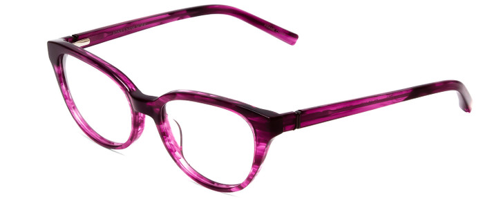 Profile View of Jones New York J760 Designer Single Vision Prescription Rx Eyeglasses in Fuchsia Hot Pink Purple Ladies Cateye Full Rim Acetate 53 mm