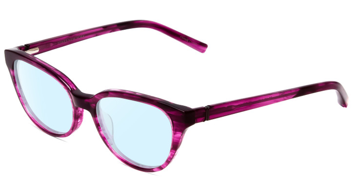 Profile View of Jones New York J760 Designer Blue Light Blocking Eyeglasses in Fuchsia Hot Pink Purple Ladies Cateye Full Rim Acetate 53 mm