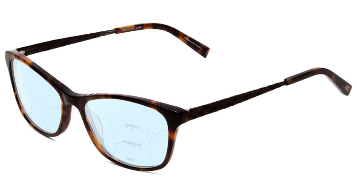 Jones NY J762 Cateye Progressive Blue Light Glasses in Tortoise Brown Gold 53 mm