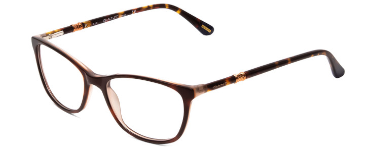 Profile View of GANT GA4082 Designer Single Vision Prescription Rx Eyeglasses in Tortoise Havana Brown Gold Ladies Cateye Full Rim Acetate 52 mm