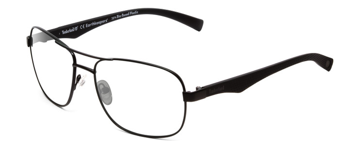 Profile View of Timberland TB9136 Designer Reading Eye Glasses in Matte Black Unisex Square Full Rim Metal 59 mm