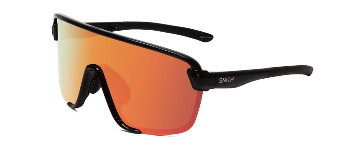 Smith Bobcat Oversize Semi-Rimless Sunglasses in Black/CP Red Mirror&Clear 150mm
