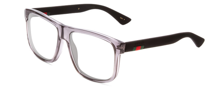 GUCCI GG0010S Mens Retro Eyeglasses in Gray Smoke Crystal Matte Black 58mm Rx-SV