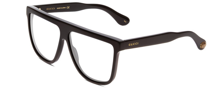 GUCCI GG0582S Designer Reading Glasses Gloss Black Gold Logo Square 61mm