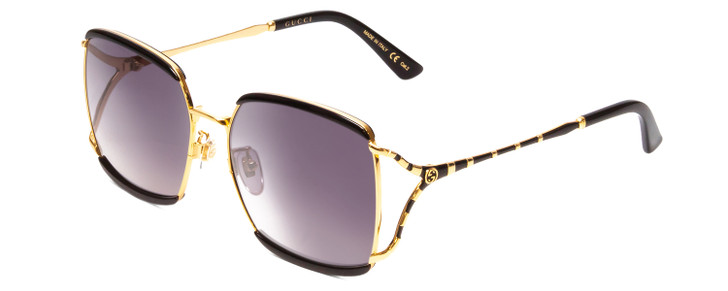 Profile View of GUCCI GG0593SK Ladies Semi-Rimless Sunglasses Black Stripe/Violet Gradient 59 mm