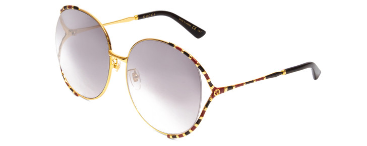 Profile View of GUCCI GG0595S Round Semi-Rimless Sunglasses Black/Violet Grey Blue Gradient 64mm