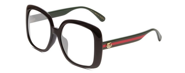 GUCCI GG0714SA Ladies Oversized Eyeglasses in Black Red Stripe Green 56 mm Rx-SV