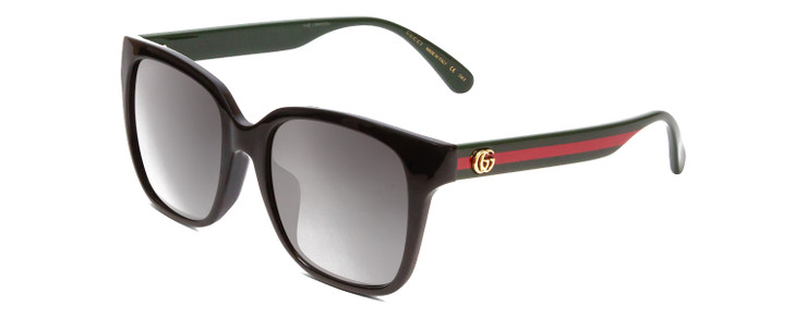 Profile View of GUCCI GG0715SA Ladies Square Sunglasses Black Red Green/Grey Smoke Gradient 53mm