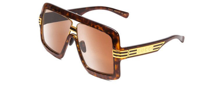 Profile View of GUCCI GG0900S Unisex Oversized .5-Rimless Sunglasses Tortoise Havana/Brown 60 mm