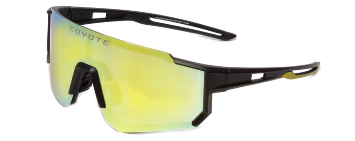 Coyote Cobra Sport Wrap Shield Polarized Sunglasses Black Grey&Gold Mirror 135mm