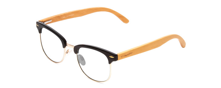 Coyote Country Club Unisex Cateye Eyeglasses Black Gold Wood 51mm Rx-Progressive