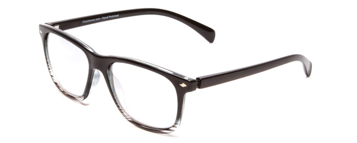 Profile View of Coyote Dakota Designer Single Vision Prescription Rx Eyeglasses in Black Clear Fade Unisex Square Full Rim Acetate 51 mm