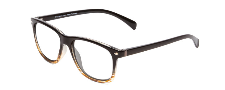 Profile View of Coyote Dakota Designer Reading Eye Glasses in Dark Brown Fade Unisex Square Full Rim Acetate 51 mm