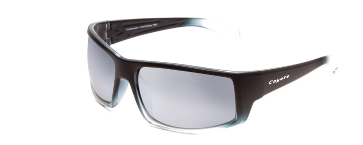 Profile View of Coyote Dorado Unisex Polarized Sunglasses in Black Clear Grey/Silver Mirror 63mm