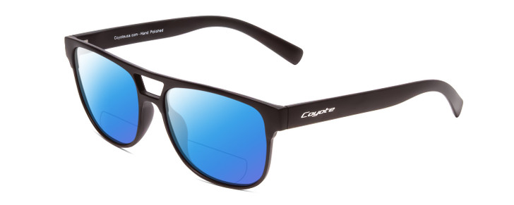 Coyote Elixir Mens Square Polarized BI-FOCAL Sunglasses in Matte Black Grey 52mm
