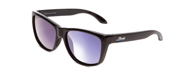 Profile View of Coyote FP-26 Unisex Square Polarize Sunglasses Gloss Black Grey/Blue Mirror 57mm