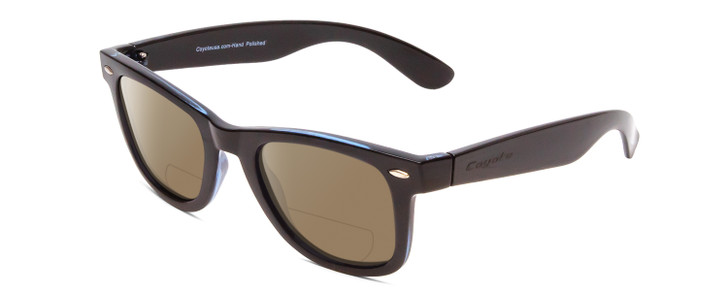 Coyote Nomad Unisex Square Polarized BiFOCAL Sunglasses in Gloss Black Grey 50mm