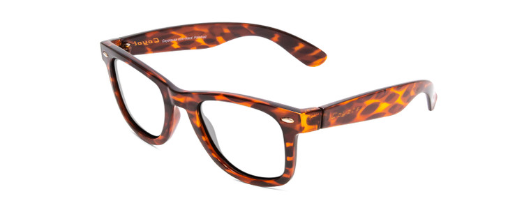 Profile View of Coyote Nomad Designer Reading Eye Glasses in Tortoise Unisex Square Full Rim Acetate 49 mm