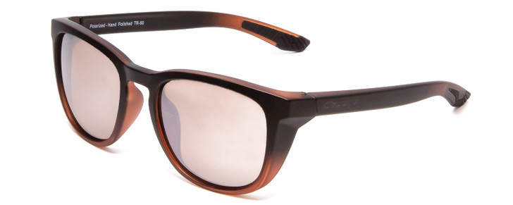 Profile View of Coyote Offshore Square Polarized Sunglasses Matte Black-Brown/Silver Mirror 53mm