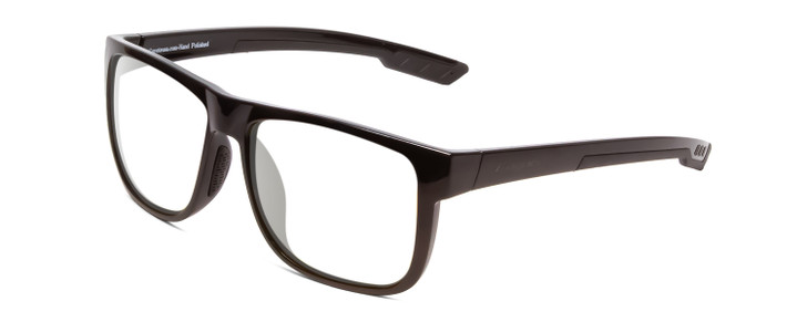 Profile View of Coyote Outlaw Designer Reading Eye Glasses with Custom Cut Powered Lenses in Gloss Black Grey Mens Square Full Rim Acetate 55 mm