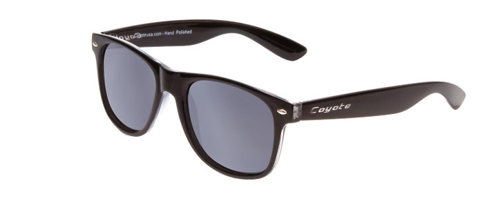 Profile View of Coyote P-23 Unisex Square Designer Polarized Sunglasses in Gloss Black/G15 51 mm