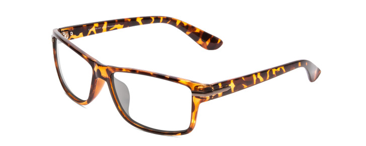 Profile View of Coyote P-43 Designer Single Vision Prescription Rx Eyeglasses in Dark Tortoise Unisex Rectangle Full Rim Acetate 58 mm