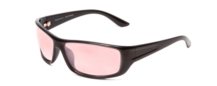 Profile View of Coyote P-59 Unisex Designer Polarized Sunglasses Black Rose & Silver Mirror 63mm