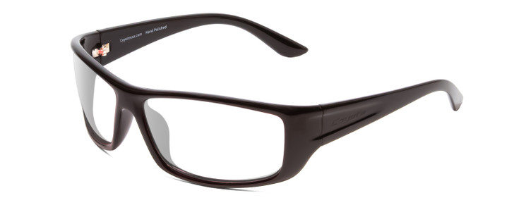 Profile View of Coyote P-59 Designer Reading Eye Glasses in Black Rose Unisex Wrap Full Rim Acetate 63 mm