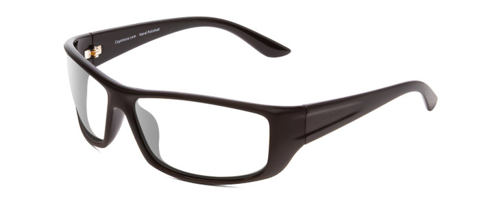 Profile View of Coyote P-59 Designer Single Vision Prescription Rx Eyeglasses in Matte Black Mens Wrap Full Rim Acetate 63 mm