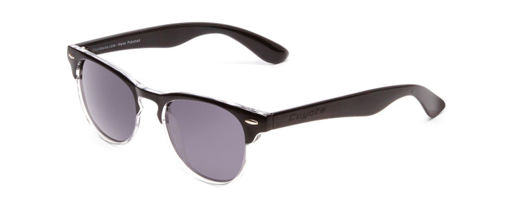 Profile View of Coyote Uptown Round Designer Polarized Sunglasses in Black Clear Fade/Grey 49 mm