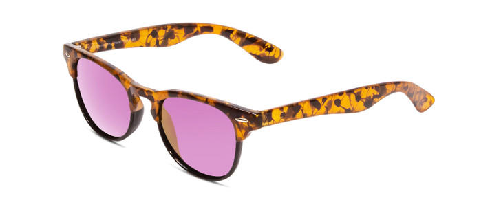 Profile View of Coyote Uptown Cateye Polarized Sunglasses Tokyo Tortoise/G15 Purple Mirror 49 mm