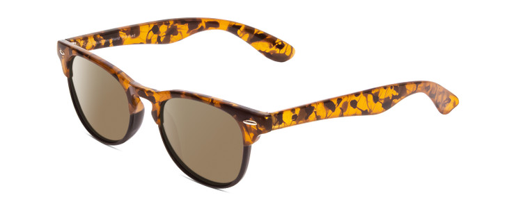 Profile View of Coyote Uptown Designer Polarized Sunglasses with Custom Cut Amber Brown Lenses in Tokyo Tortoise Black Ladies Cateye Full Rim Acetate 49 mm