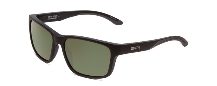 Profile View of Smith Basecamp Unisex Square Sunglasses Black/ChromaPop Polarize Gray Green 58mm