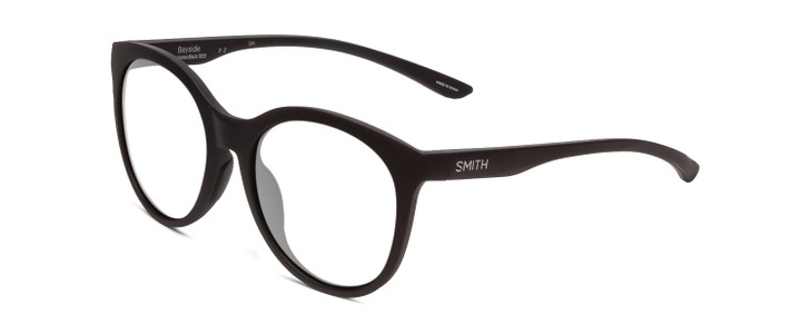 Profile View of Smith Optics Bayside Designer Reading Eye Glasses in Matte Black Unisex Cateye Full Rim Acetate 54 mm