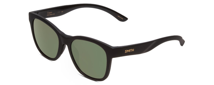 Profile View of Smith Caper Women Cateye Sunglasses in Black/ChromaPop Polarized Gray Green 53mm