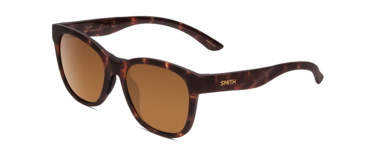 Profile View of Smith Optic Caper Ladies Cateye Sunglasses Tortoise Gold/CP Polarized Brown 53mm