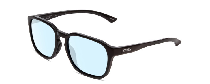 Profile View of Smith Optics Contour Designer Blue Light Blocking Eyeglasses in Gloss Black Unisex Square Full Rim Acetate 56 mm