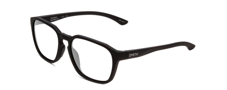 Profile View of Smith Optics Contour Designer Reading Eye Glasses with Custom Cut Powered Lenses in Matte Black Unisex Square Full Rim Acetate 56 mm