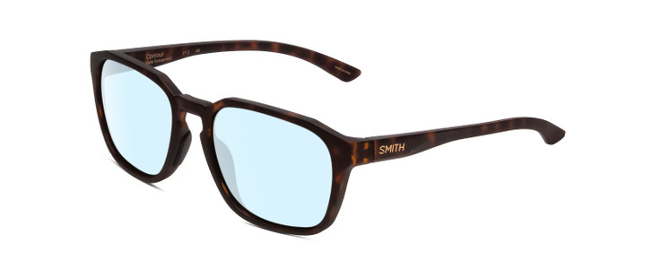 Profile View of Smith Optics Contour Designer Blue Light Blocking Eyeglasses in Matte Tortoise Havana Gold Unisex Square Full Rim Acetate 56 mm