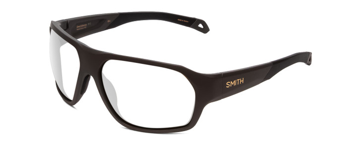 Profile View of Smith Optics Deckboss Designer Reading Eye Glasses with Custom Cut Powered Lenses in Matte Gravy Grey Unisex Rectangle Full Rim Acetate 63 mm
