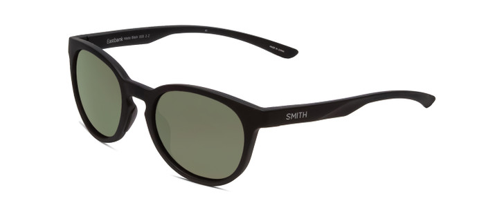 Profile View of Smith Eastbank Unisex Round Sunglasses Black/Chromapop Polarized Gray Green 52mm