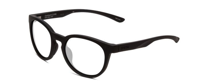 Profile View of Smith Optics Eastbank Core Designer Progressive Lens Prescription Rx Eyeglasses in Matte Black Unisex Round Full Rim Acetate 52 mm