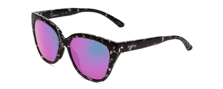 Profile View of Smith Era Women Cateye Sunglasses Black Tortoise/CP Polarized Purple Mirror 55mm