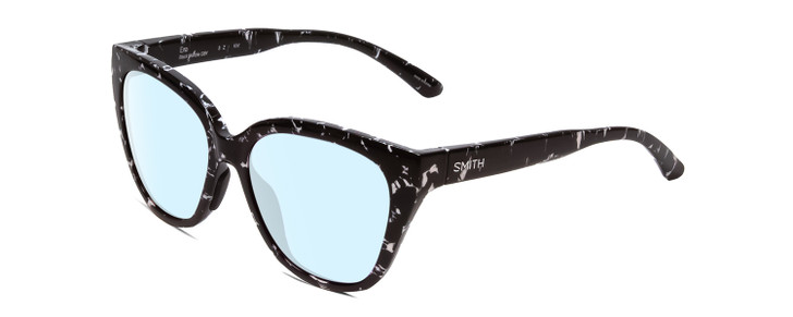 Profile View of Smith Optics Era Designer Blue Light Blocking Eyeglasses in Black Marble Tortoise Ladies Cateye Full Rim Acetate 55 mm