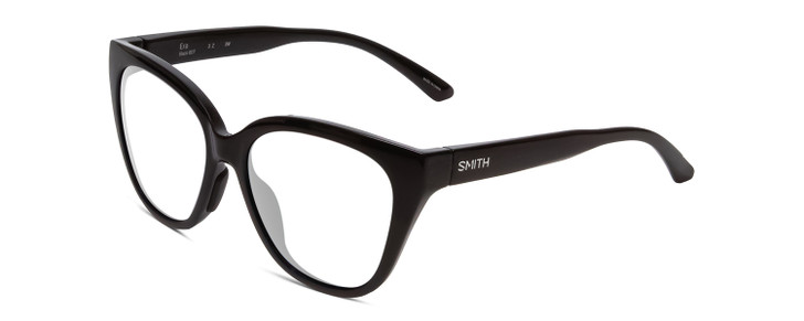 Profile View of Smith Optics Era Designer Reading Eye Glasses in Gloss Black Ladies Cateye Full Rim Acetate 55 mm